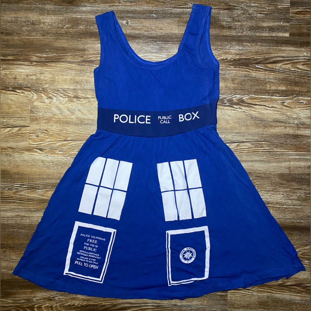 Doctor Who Blue Tardis Flared Skater Dress Her Universe Size M Medium